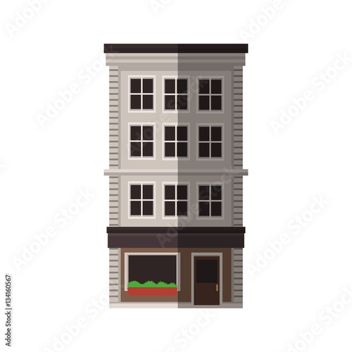 city apartments building icon over white background. colorful design. vector illustration