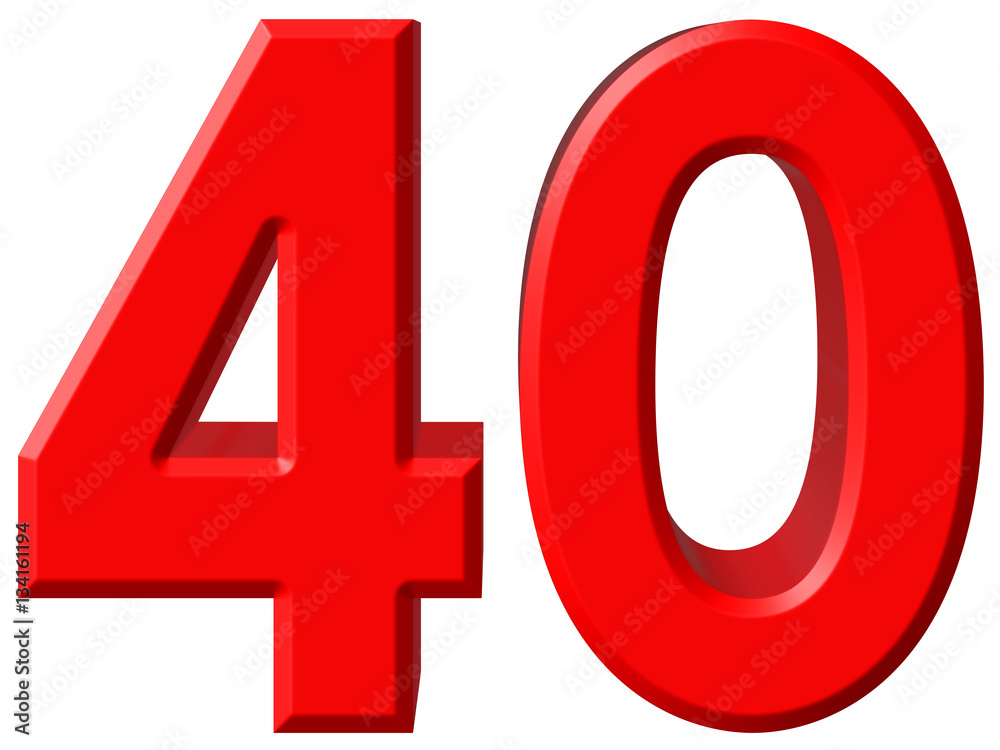 Numeral 40, forty, isolated on white background, 3d render Stock ...