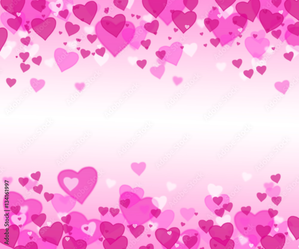 Abstract background with pink heart shapes on white
