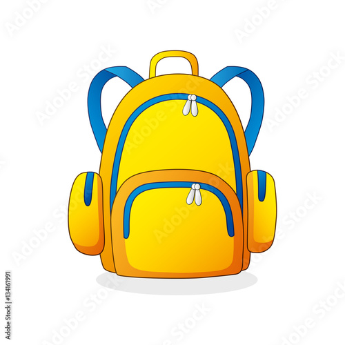 Yellow school bag isolated.