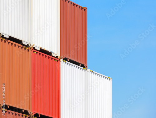 Multicolor of Cargo container stack at container yerd area