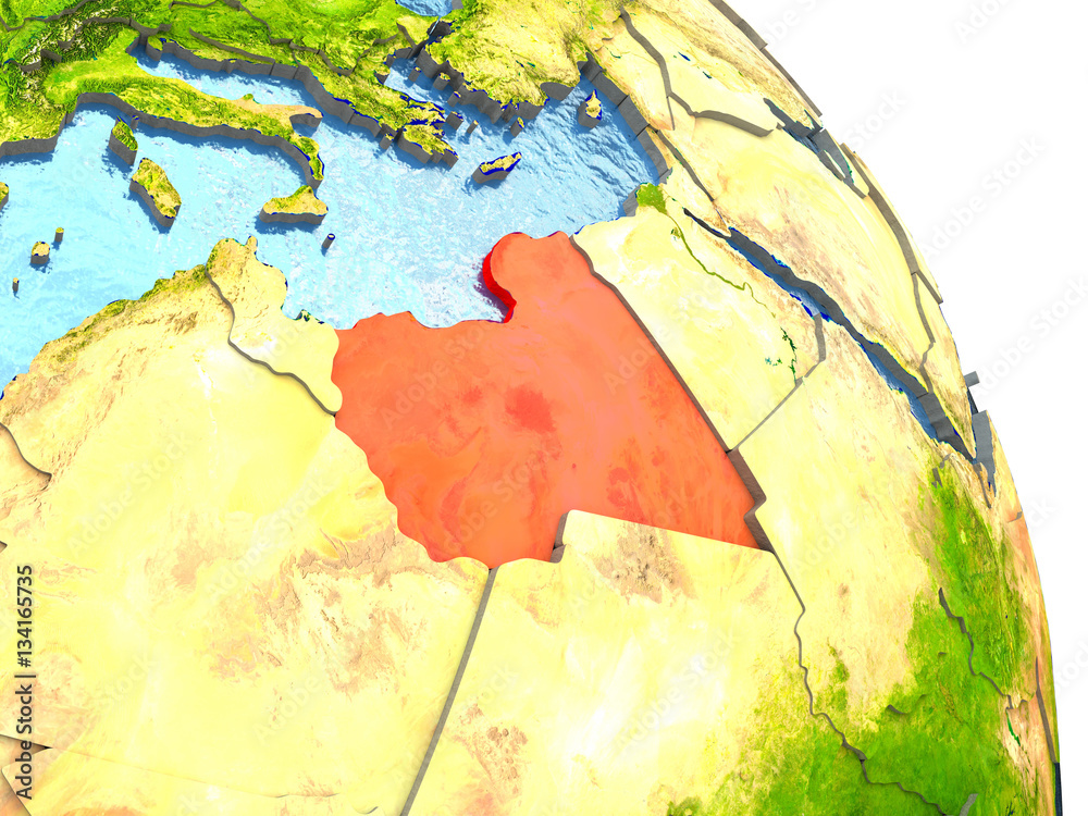 Libya on Earth in red