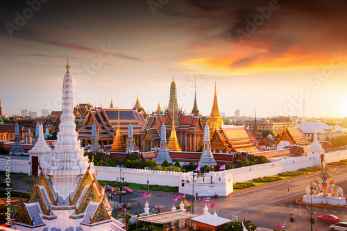 Grand palace at twilight in Bangkok, Thailand