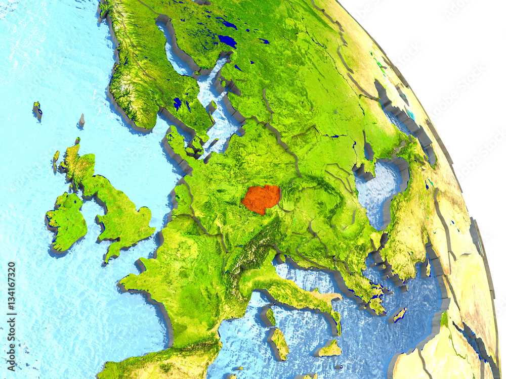 Czech republic on Earth in red