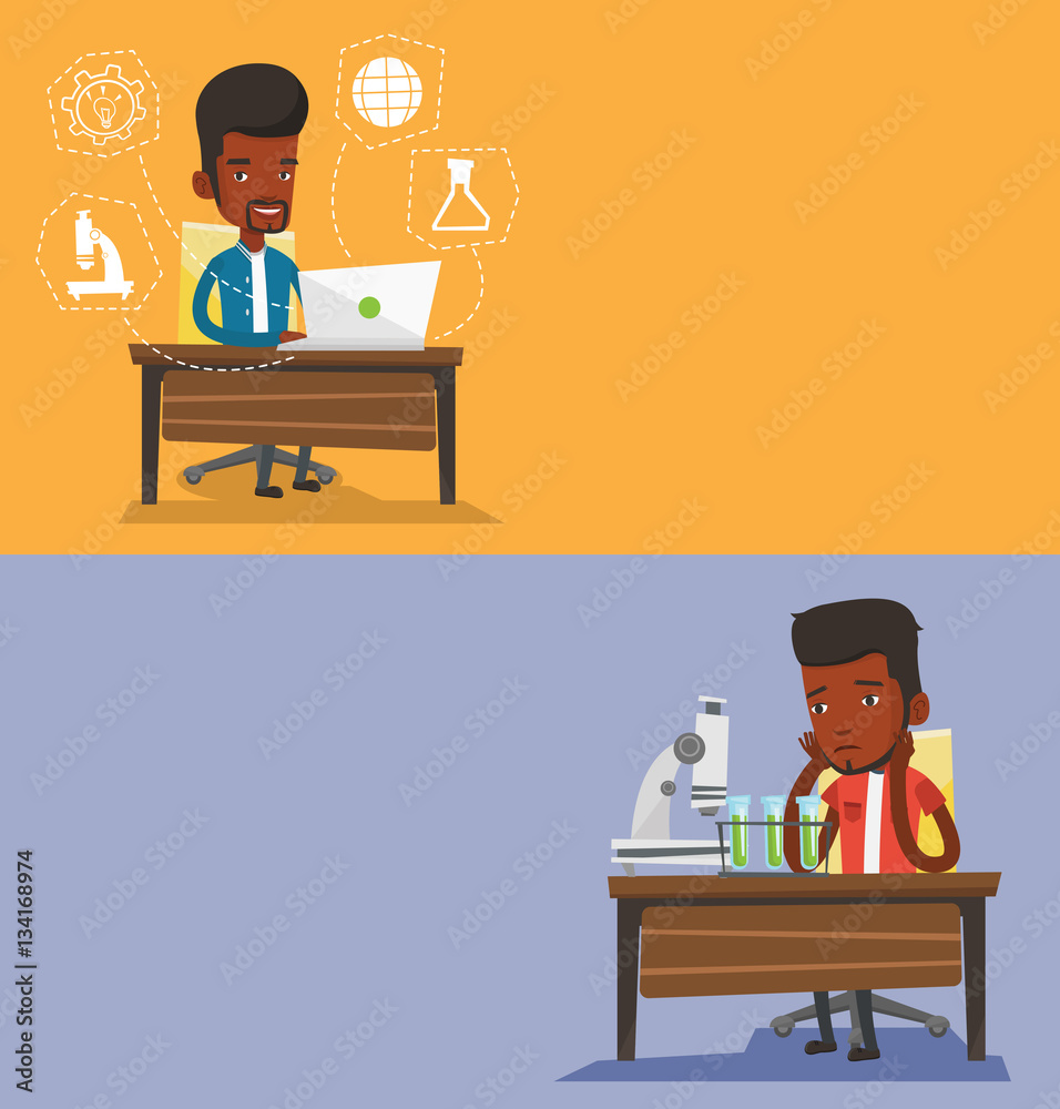 Two educational banners with space for text. Two educational banners with space for text.
