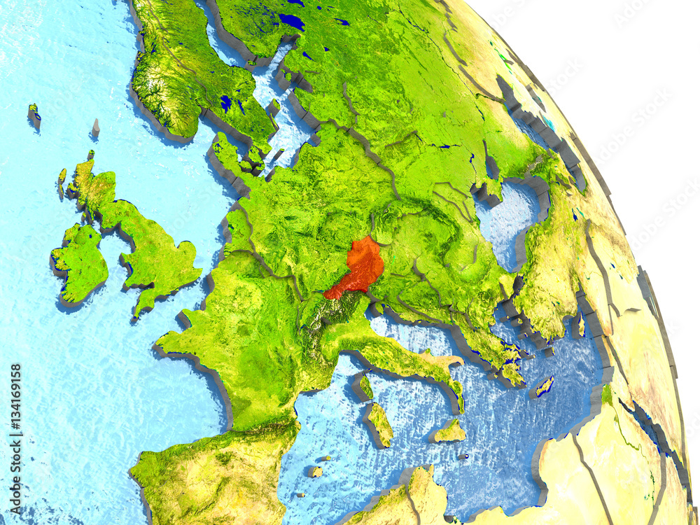 Austria on Earth in red