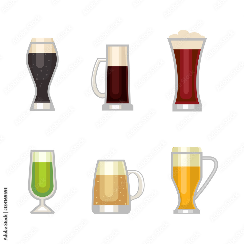 Beer glass vector set. Beer glass vector set.