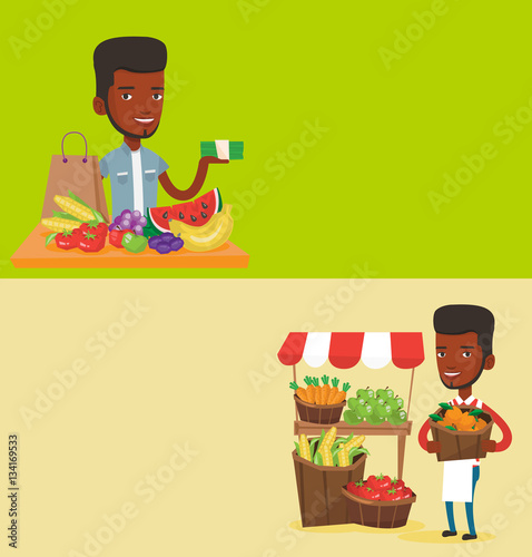 Two food and drink banners with space for text.