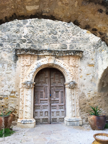 Old wooden door in Carmel California.   photo