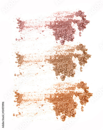 Collection of eyeshadow make up on white background. Isolated