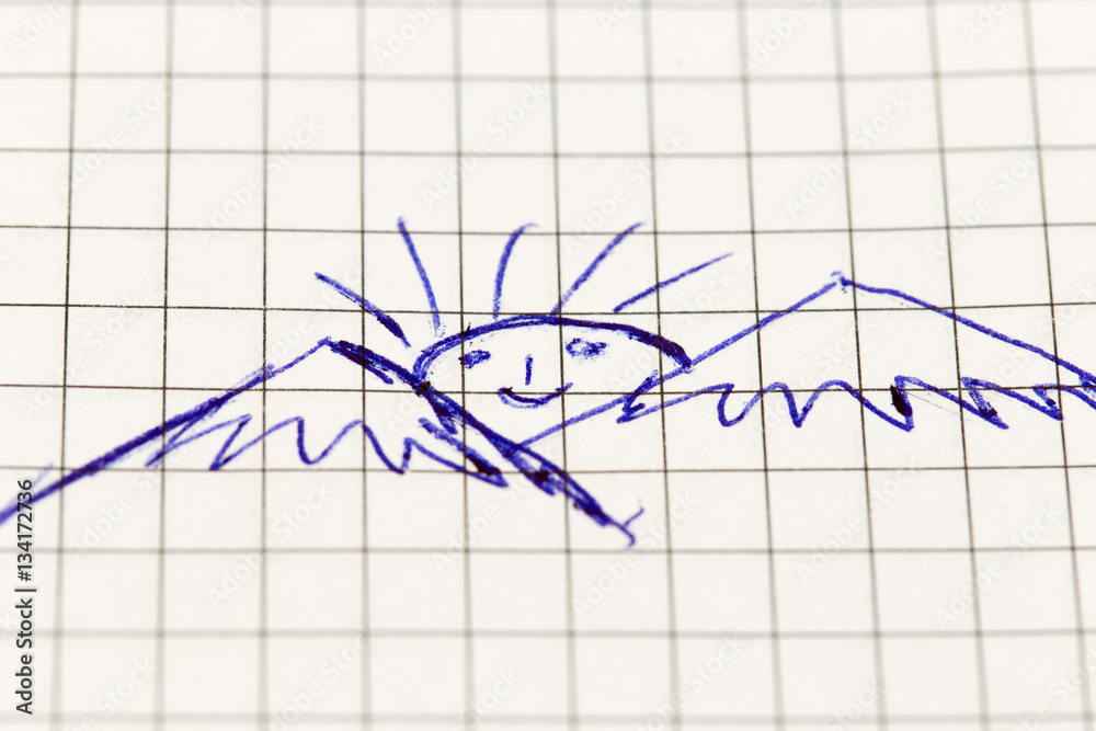 drawing on notebook mountains with blue handles drawing on notebook mountains with blue handles