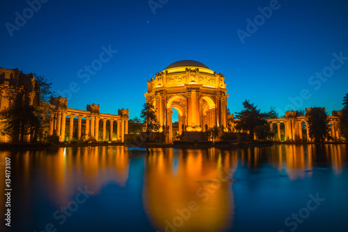 Palace of Fine Arts Museum at Night in San Francisco, California, USA