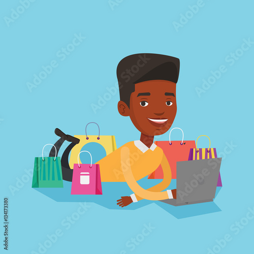 Man shopping online vector illustration.