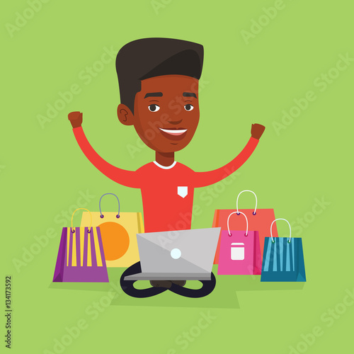 Man shopping online vector illustration.