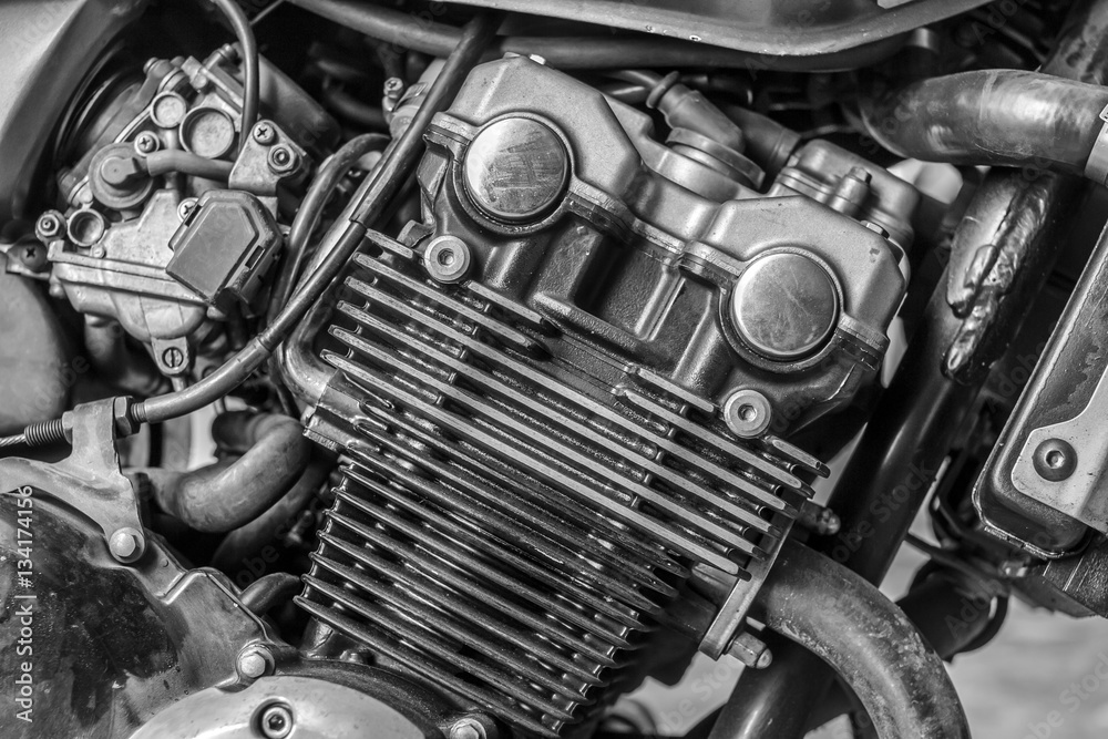 Detail of motorcycle engine for transportation or technology concept design. Detail of motorcycle engine for transportation or technology concept design.