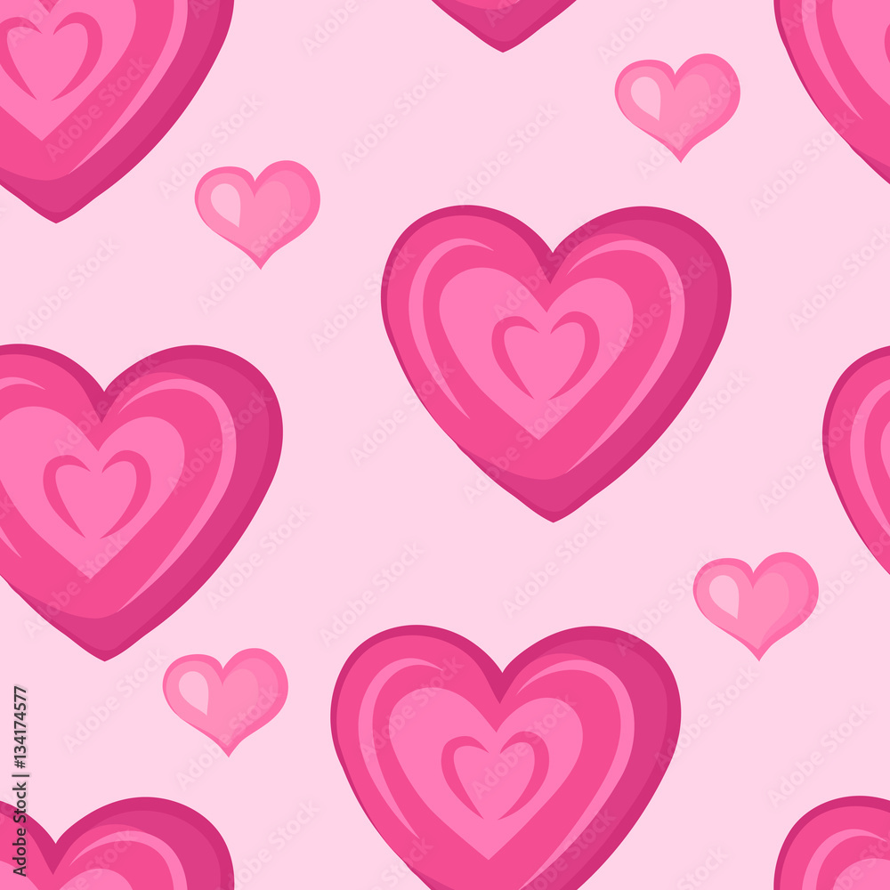 Hearts. Pink seamless pattern for Valentine's day. Vector illustration.