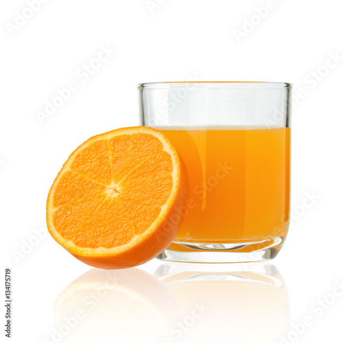 Orange juice on white background.