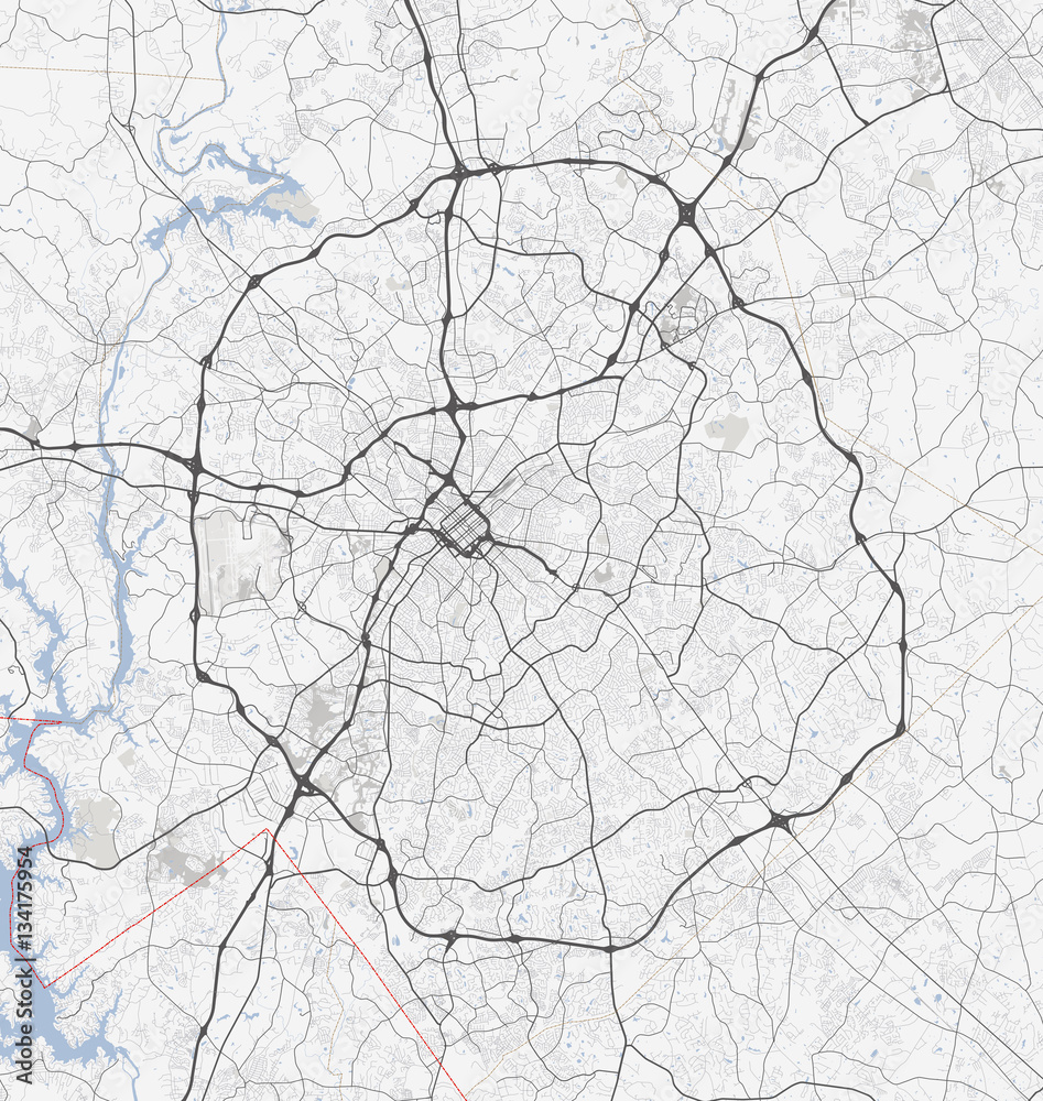 Obraz premium Map Charlotte city. North Carolina Roads