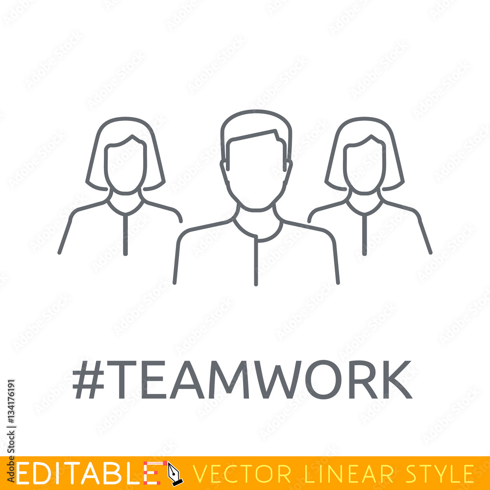 Teamwork. Leader of the team. Editable line icon. Stock vector illustration. Teamwork. Leader of the team. Editable line icon. Stock vector illustration.