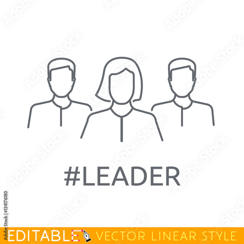 Woman leader of team. Editable line icon. Stock vector illustration.