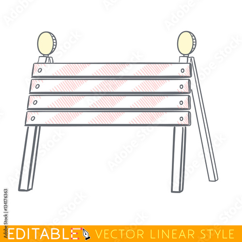 Road barrier. Editable line drawing. Stock vector illustration.