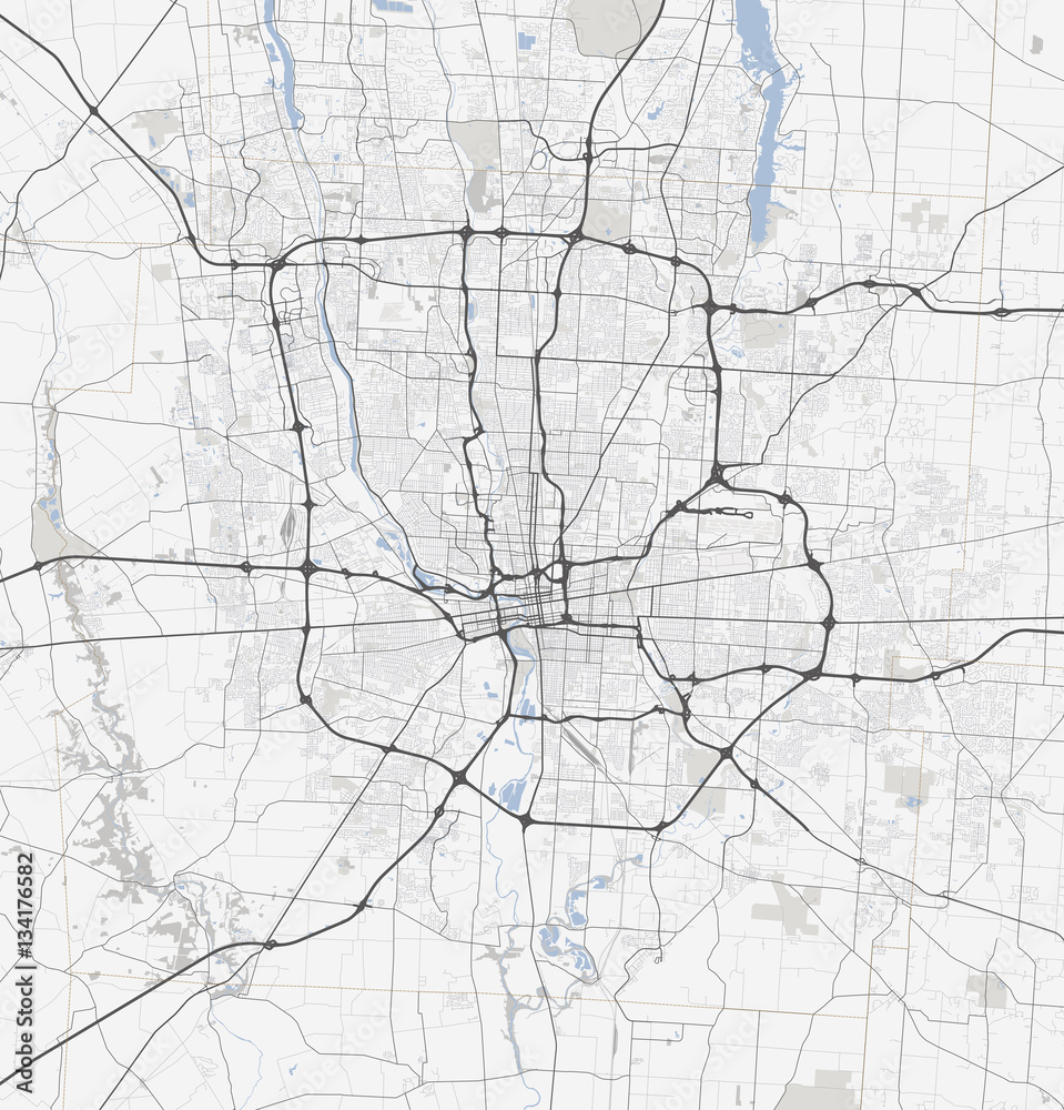 Map Columbus city. Ohio Roads