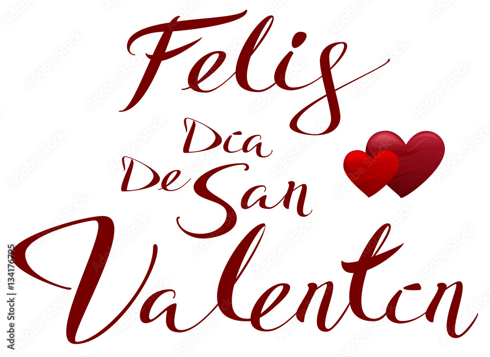 Happy Valentines translated from Spanish. Feliz dia de san Valentin Stock  Vector | Adobe Stock