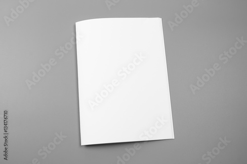Blank portrait A4. brochure magazine isolated on gray, changeable background / white paper isolated on gray © ooddysmile