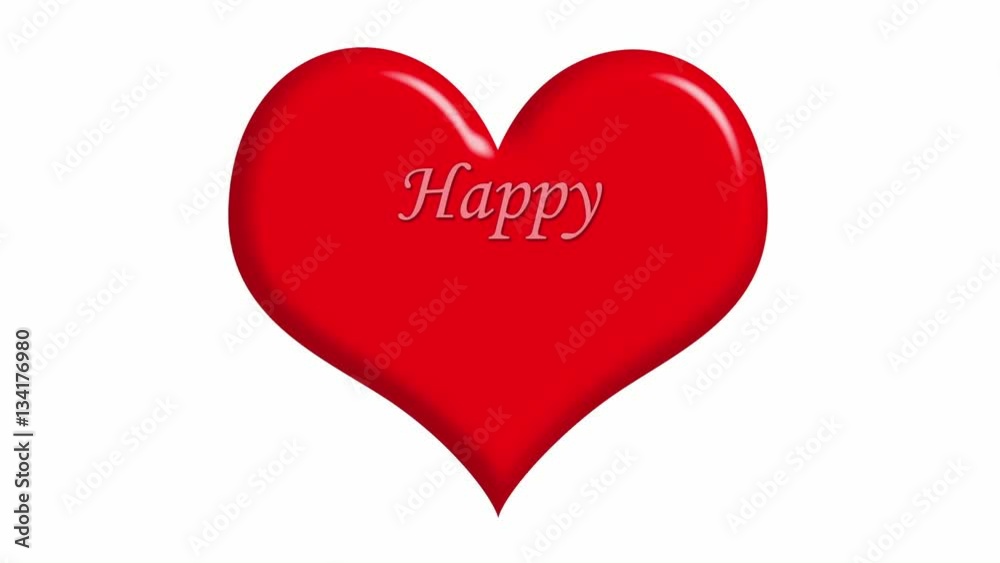 Big red heart creating on the white background. Message Happy Valentine’s Day appearing word by word. Big red heart creating on the white background. Message Happy Valentine’s Day appearing word by word.