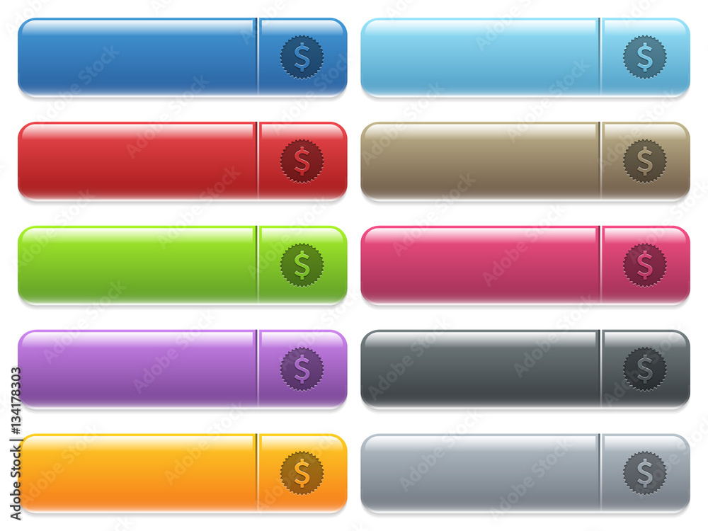 Dollar sticker icons on color glossy, rectangular menu butto Dollar sticker icons on color glossy, rectangular menu butto