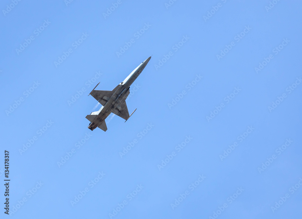 military fighter jet aircraft flying blue sky background military fighter jet aircraft flying blue sky background