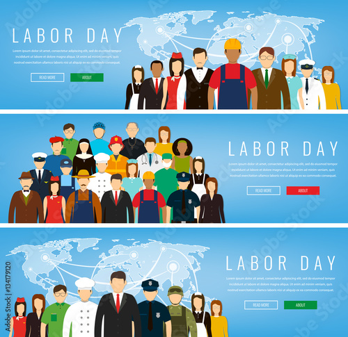 People of different occupations. Professions set. International Labor Day. Concept website template. Vector
