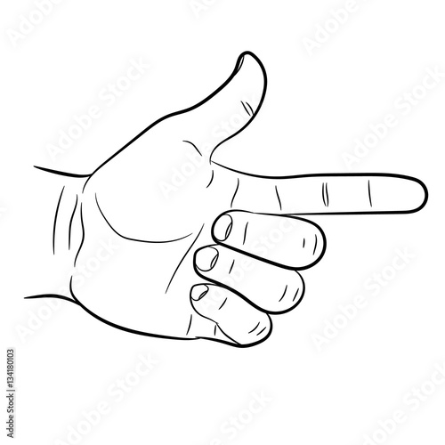 Pointing hand, hand as gun of vector illustrations