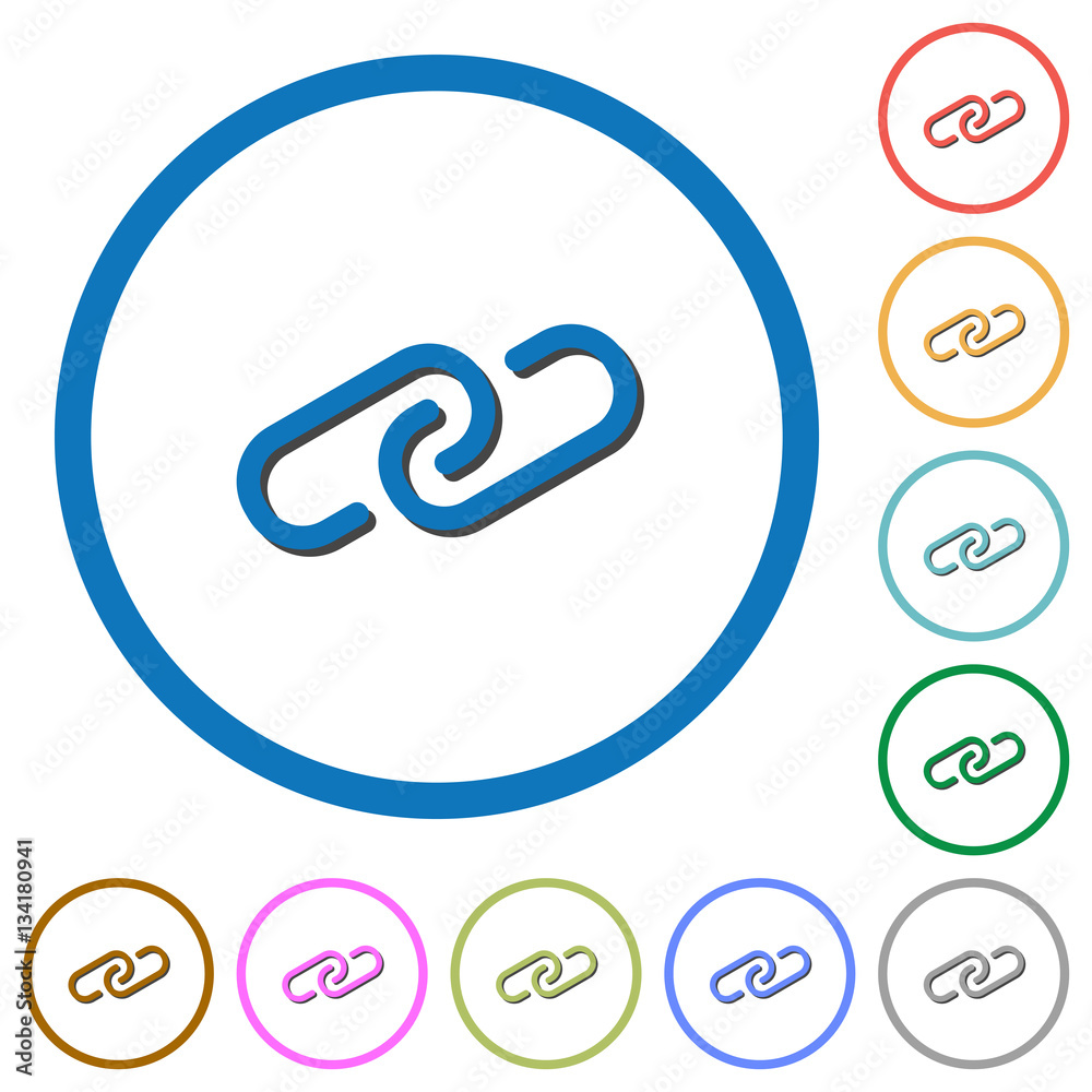 Paperclip icons with shadows and outlines Paperclip icons with shadows and outlines