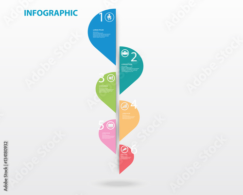 infographic concept. Vector template with 6 options, parts, stages, buttons. Can be used for web, diagram, graph, presentation, chart, report, step by step infographics. Abstract background.