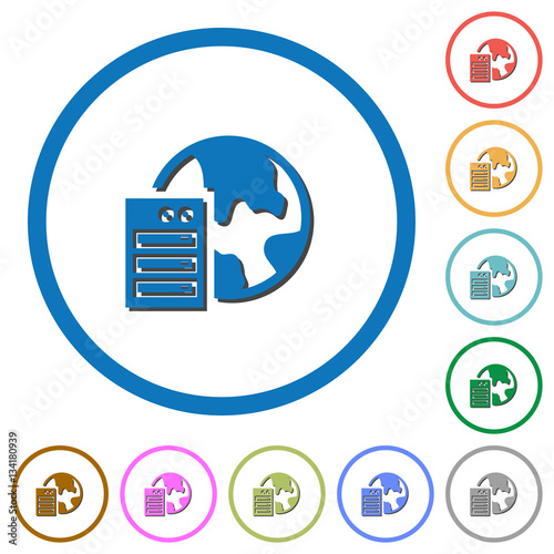 Web hosting icons with shadows and outlines