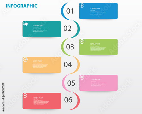 infographic concept. Vector template with 6 options, parts, stages, buttons. Can be used for web, diagram, graph, presentation, chart, report, step by step infographics. Abstract background.