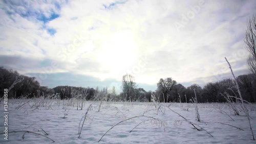 snowy winter landscape shot with a slider photo