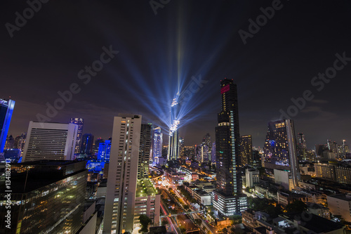 Aerial view dark blue nigh in Bangkok 