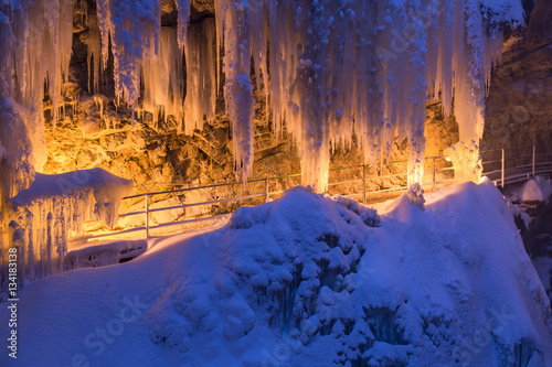 Breitachklamm im Winter in Fackellicht photo