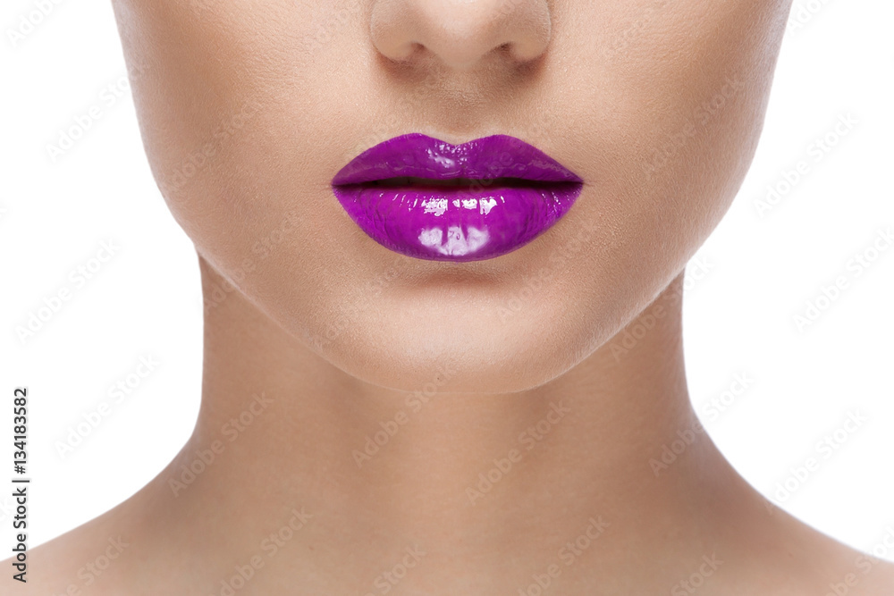 Obraz premium woman purple lips