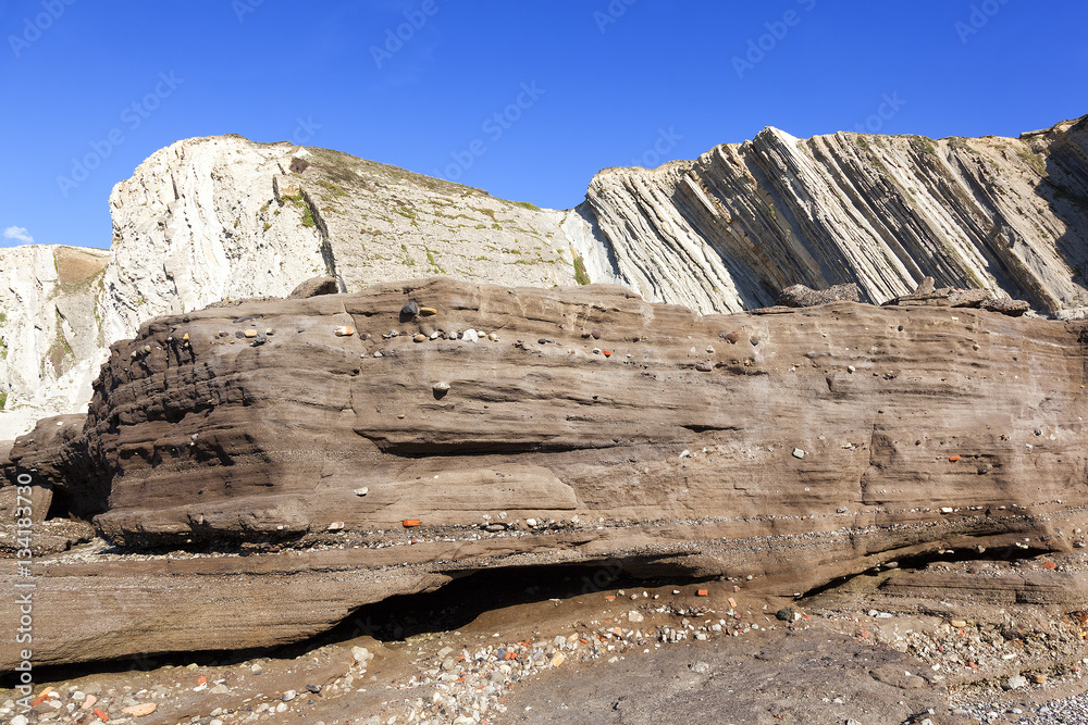 Anthropocene. Industrial sediments layer in the foreground again Anthropocene. Industrial sediments layer in the foreground again