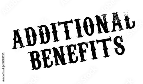 Additional Benefits rubber stamp. Grunge design with dust scratches. Effects can be easily removed for a clean, crisp look. Color is easily changed.