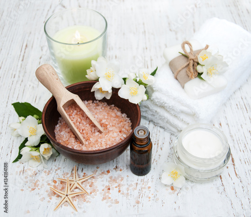 Spa concept with jasmine flowers