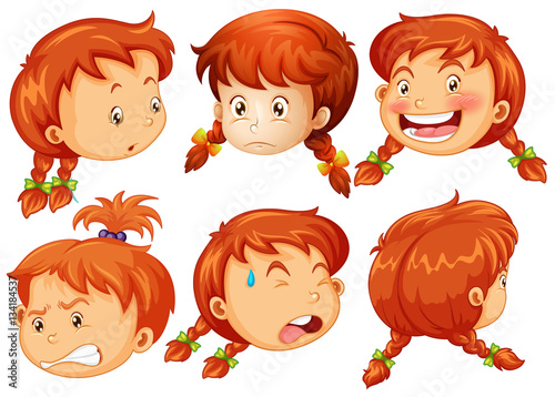 Girl with different facial expressions