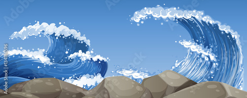 Big waves over the rocks
