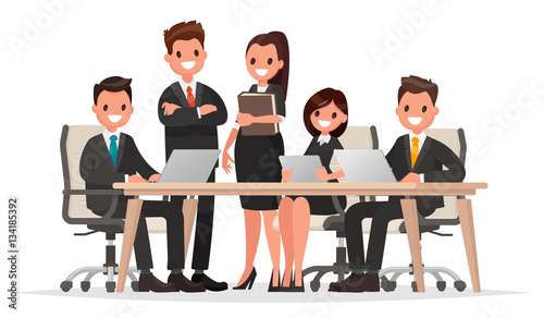 Meeting business people. Teamwork. Discussion of the company's b