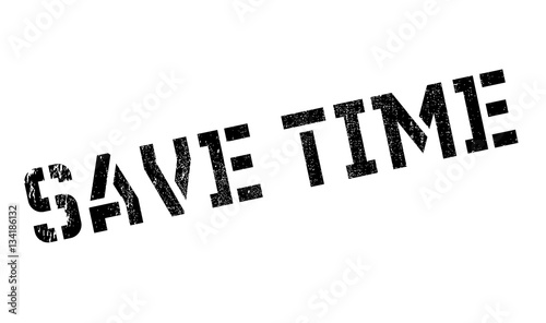 Save Time rubber stamp. Grunge design with dust scratches. Effects can be easily removed for a clean, crisp look. Color is easily changed.