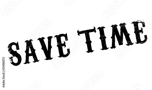 Save Time rubber stamp. Grunge design with dust scratches. Effects can be easily removed for a clean, crisp look. Color is easily changed.