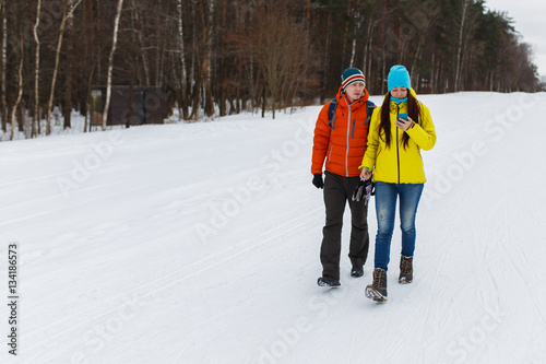 Sport young couple on walk